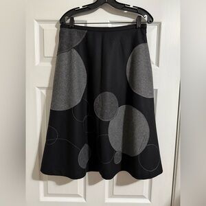 Boden Black and Gray Polka Dot Wool Skirt - Size 12L - NWOT